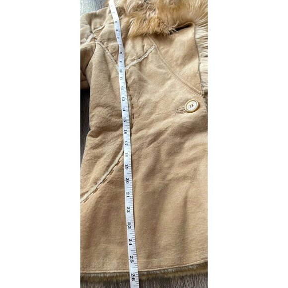 Vintage Guess Suede Leather Jacket Women’s Sz SMALL Brown Coat Faux Fur Stitched - Picture 6 of 16